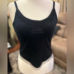HARLEY DAVIDSON crop tank with beaded fringe detail made in USA 🇺🇸